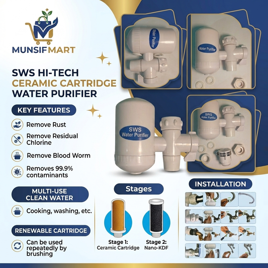 SWS Hi-Tech Ceramic Cartridge Water Purifier - ট্যাপের জন্য আধুনিক পানি ফিল্টার