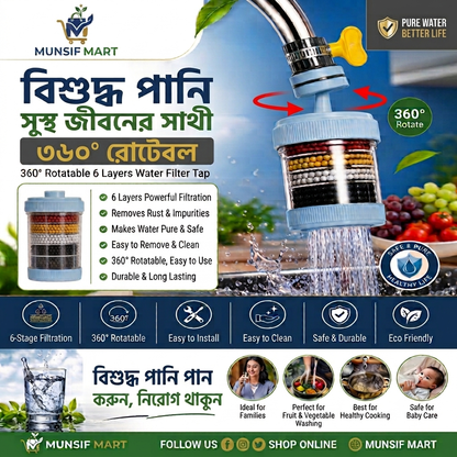 360° Rotatable 6 Layers Tap Filter - ৩৬০° ঘূর্ণনযোগ্য ৬ স্তরের পানি ফিল্টার