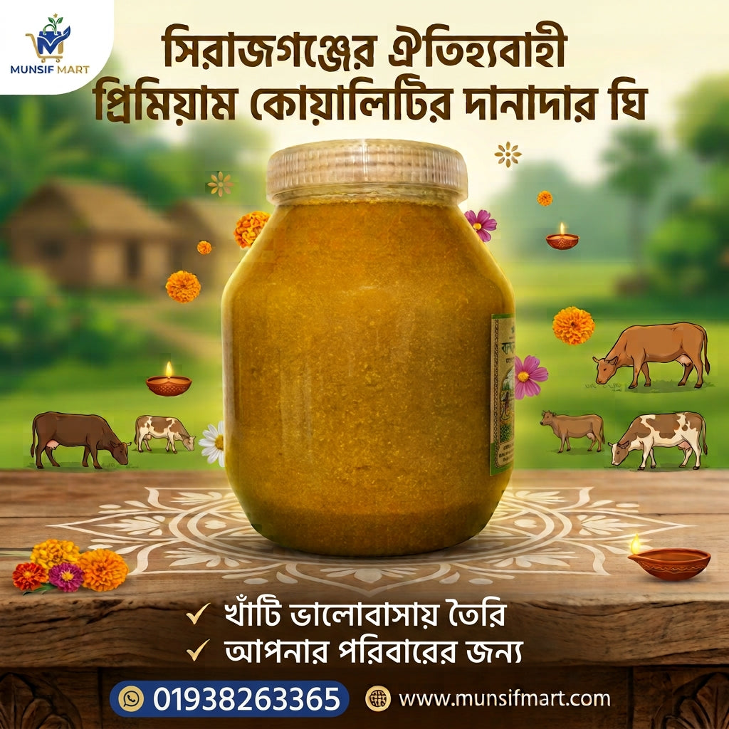 সিরাজগঞ্জ এর ঐতিহ্যবাহী প্রিমিয়াম কোয়ালিটি খাঁটি দানাদার ঘি